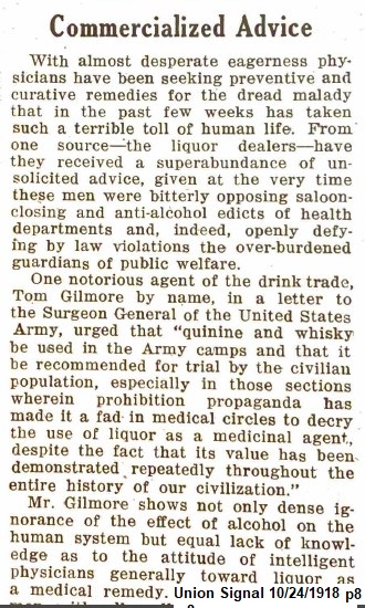 The Union Signal article; title reads, "Commercialized Advice"