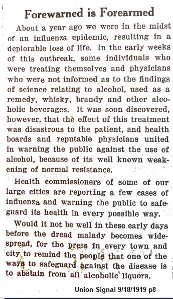 The Union Signal article; title reads, "Forewarned is Forearmed"