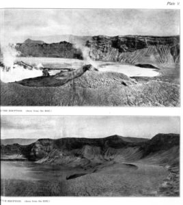 Photographs of the crater of Taal Volcano before and after the 1911 eruption