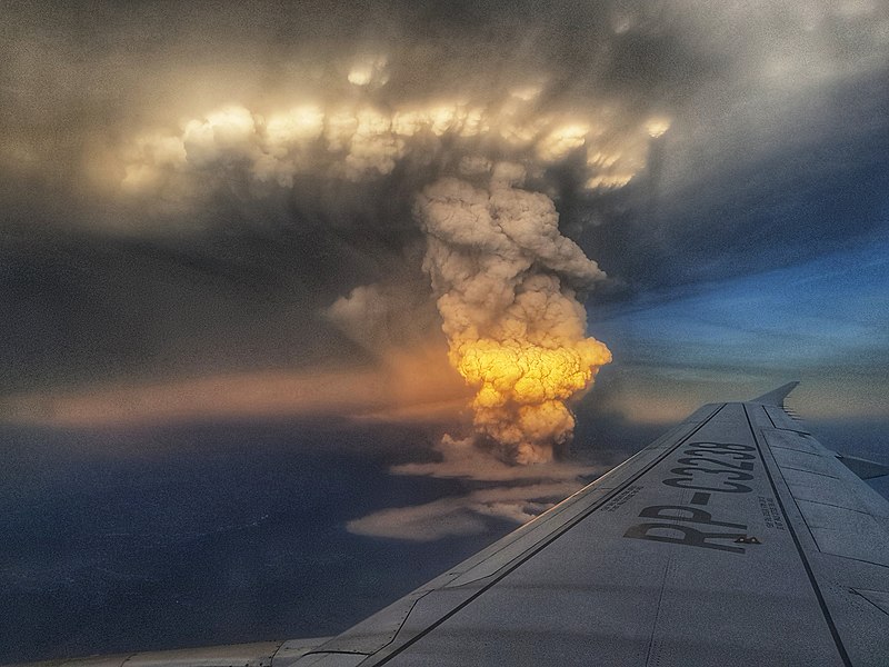 Photograph of the January 2020 eruption from an airplane
