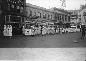 Nurses marching in WWI victory parade