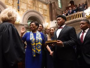 Photograph of New York State Senator Andrea Stewart-Cousins' swearing in ceremony